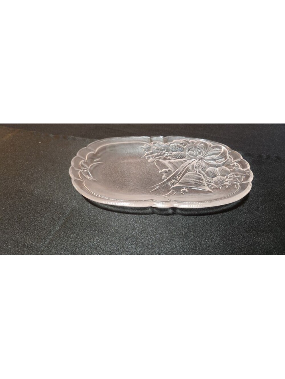 VTG Mikasa Holiday Bells 10" Crystal Oval Platter